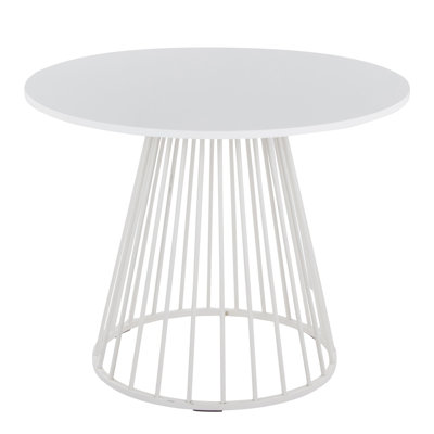 Contemporary Dining Table in White Metal and White MDF