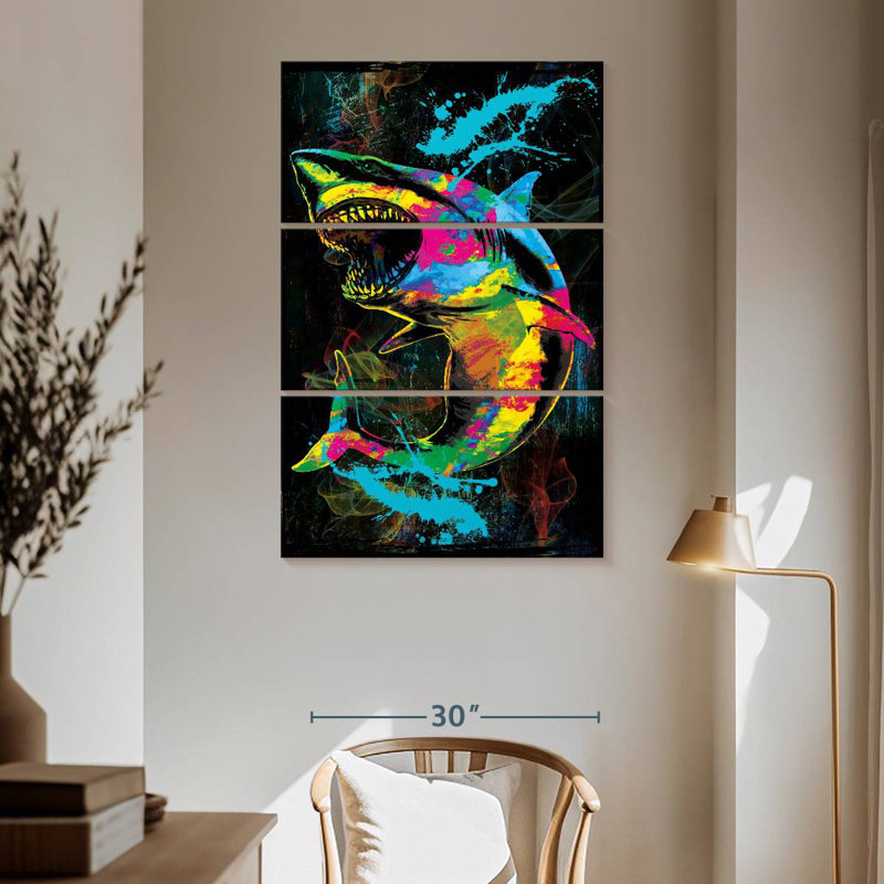 Brampt Color Grunge Shark, 65" H x 42" W