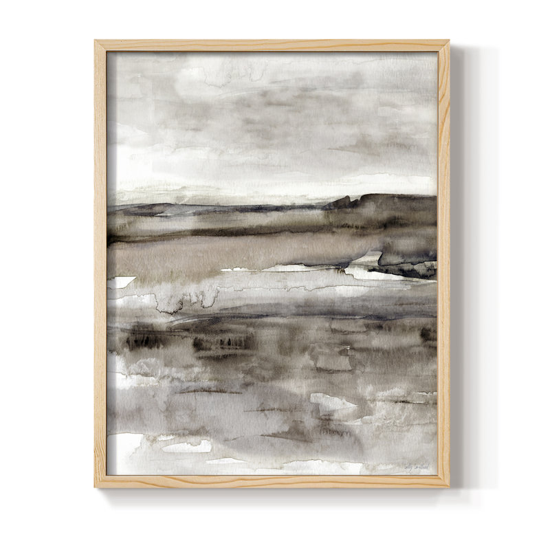 Evening Sunset Bay Framed Print - Solid Wood, Natural, 15" H x 12" W