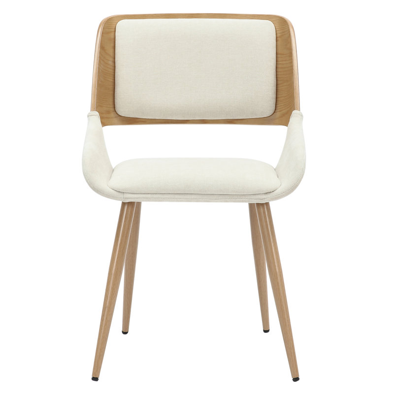 Mid-Century Modern Fabric Side Chair, Beige