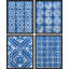 Motif géométrique bleu marine encadré sur papier, impression de 4 pièces-97782530-97782533