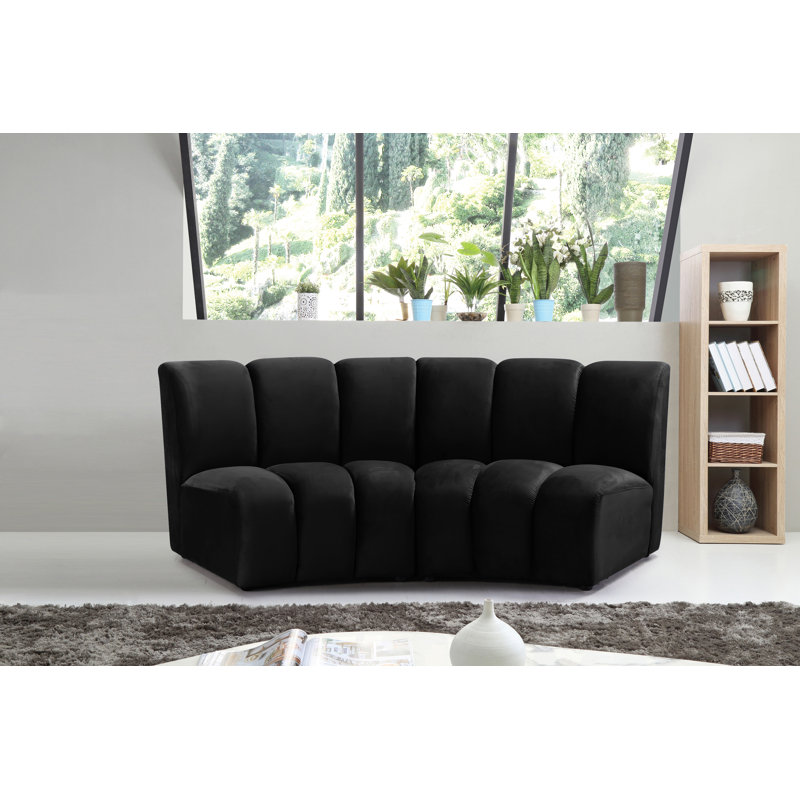 Canapé modulaire en velours Infinity, Velours noir, 2 pièces