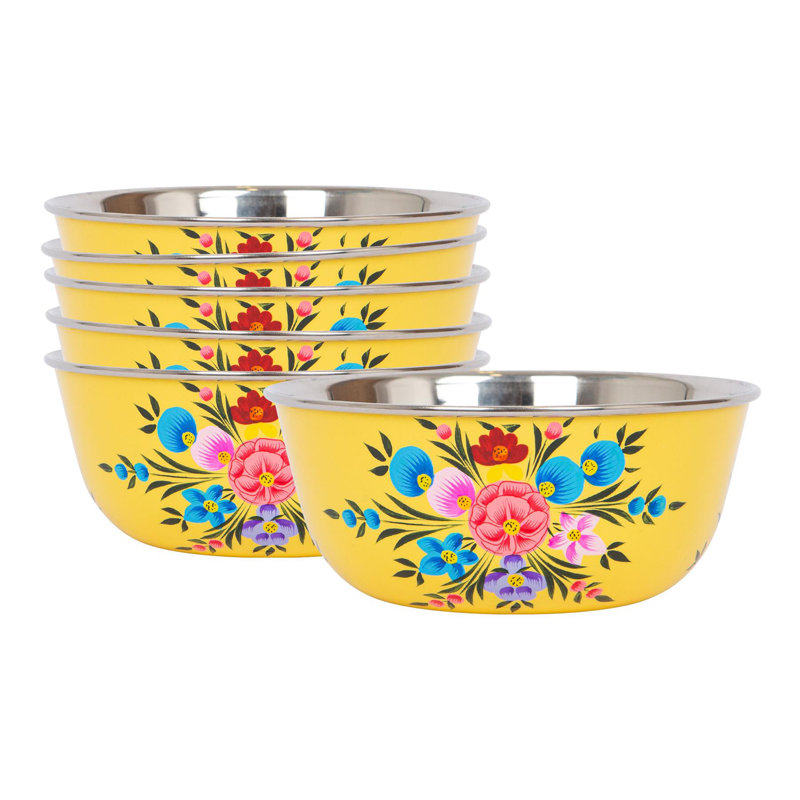 East Urban Home Hand-Painted Picnic Snack Bowls - 14.5cm - Buttercup Pansy, Yellow