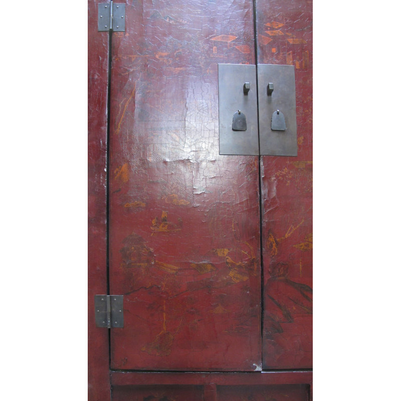 80" Inch High Chinoiserie-Style Red Elm Armoire