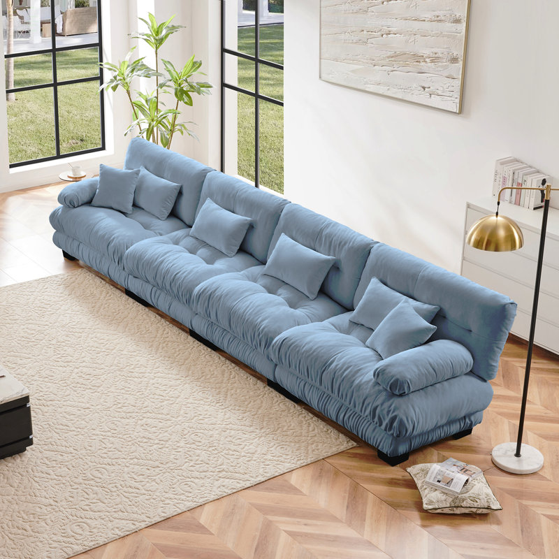 Canapé modulaire 4 places à assise profonde et canapé modulaire, canapé en chenille Canapé rembourré confortable pour salon, appartement, studio, bureau, chenille