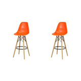 Jaciyah 26-Inch Modern Moulded Plastic Counter Stool with Wood and Metal Base