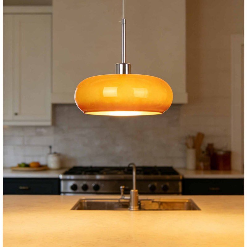 Luminaire suspendu simple 11 po P Luminaire suspendu en verre Bauhaus pour îlot de cuisine avec ampoules