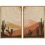 «Cactus Desert Brown Sun Rays Southwest Landscape», reproduction d'art sur toile encadrée 2 pièces-91069163-91069164