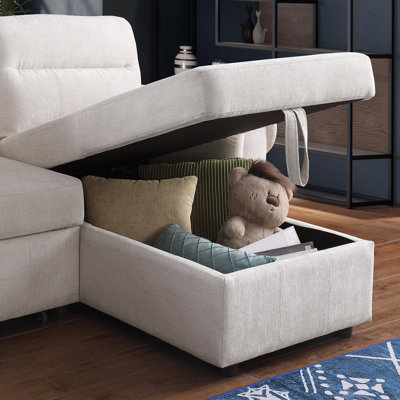 Canapé-lit modulaire en chenille réversible avec chargeur USB