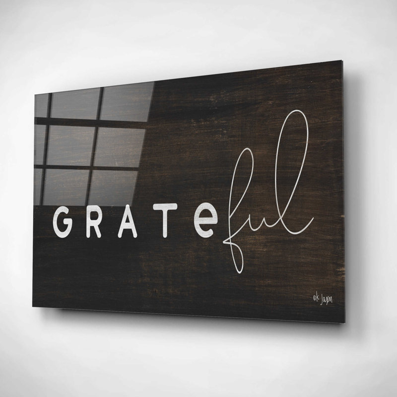 Grateful - Art textuel sans cadre, H 12 po x l 16 po x P 0,13 po