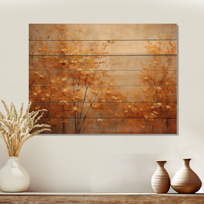 Autumn Forest Harmony I - Forêt, art mural sur bois de pin naturel