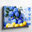 Art mural sur toile, citrons et hortensias, art bleu et blanc-1936977997