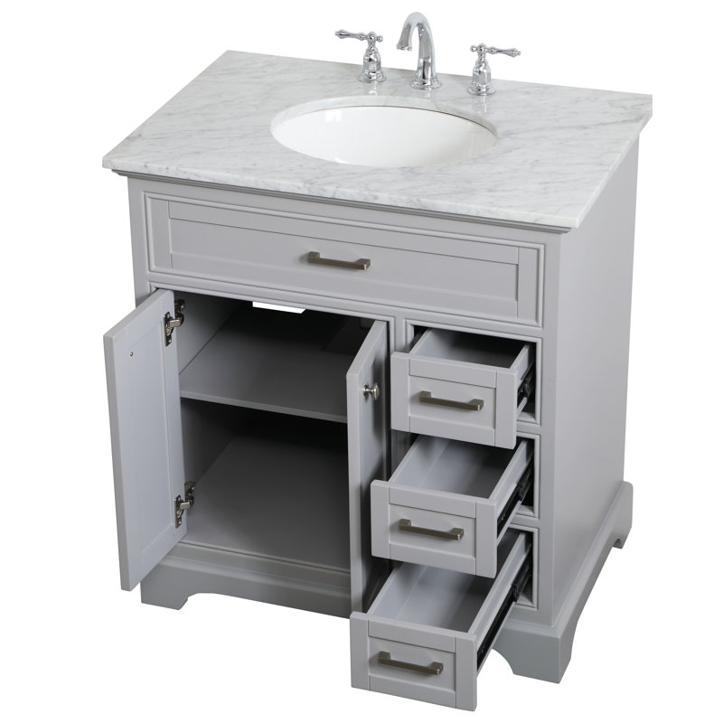 Meuble-lavabo simple 32 po Hermes, Gris