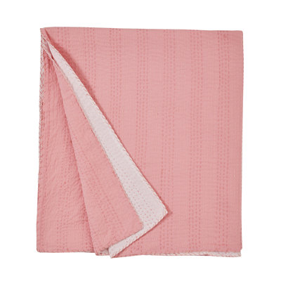 Soild Kantha Cotton Coverlet Set