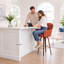 Tabouret de bar rotatif orange à hauteur de comptoir avec pieds en bois cintré orange-347923125