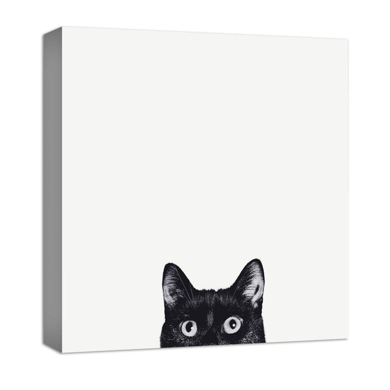 «Staring Cat» sur toile, H 16 po x l 16 po x P 1,5 po