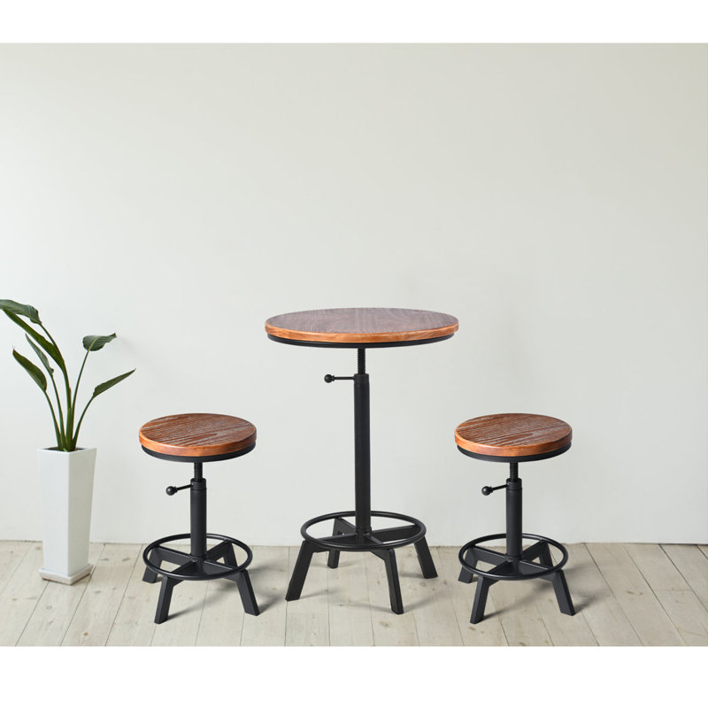 Guyden 2 - Person Solid Wood Top Pedestal Dining Set, 30" H x 23.6" L x 23.6" W