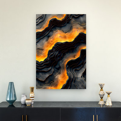 Molten Flow Abstract Bold Modern Landscape Nature Wall Art Print 1 Piece Wrapped Canvas Wall Art