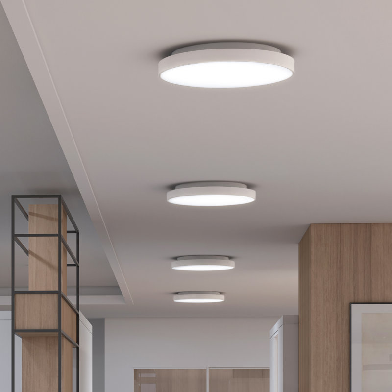 Plafonnier encastré 1 lumière DEL Pi, Blanc satiné, H 4 po x l 23,75 po x P 23,75 po, 3000 K