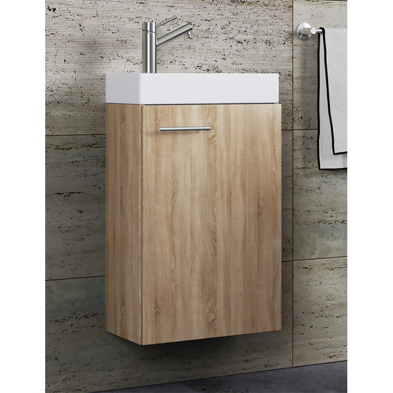 Ranisav Bathroom Vanity with Basin, White/Oak