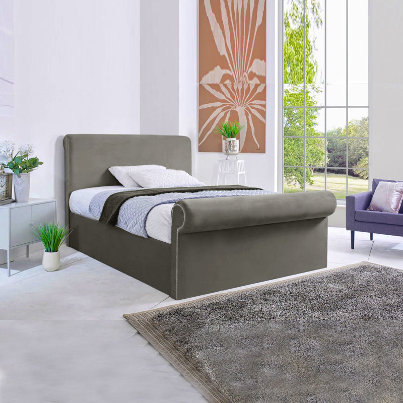 Cianne Upholstered Bed, Double (4'6), Grey