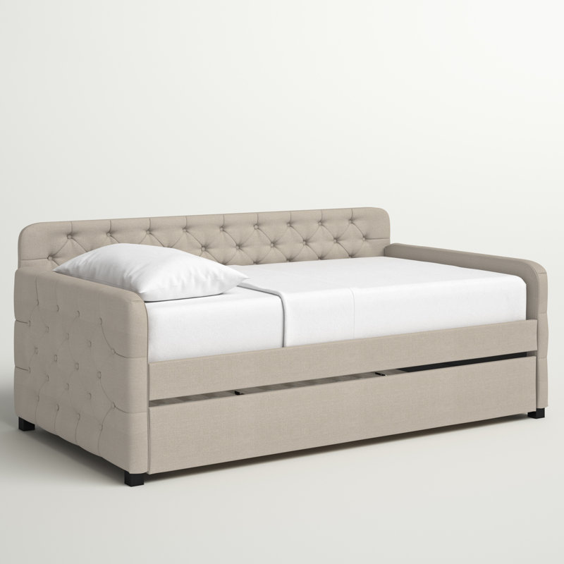 Lit de jour simple avec couchette Astra, Lin beige