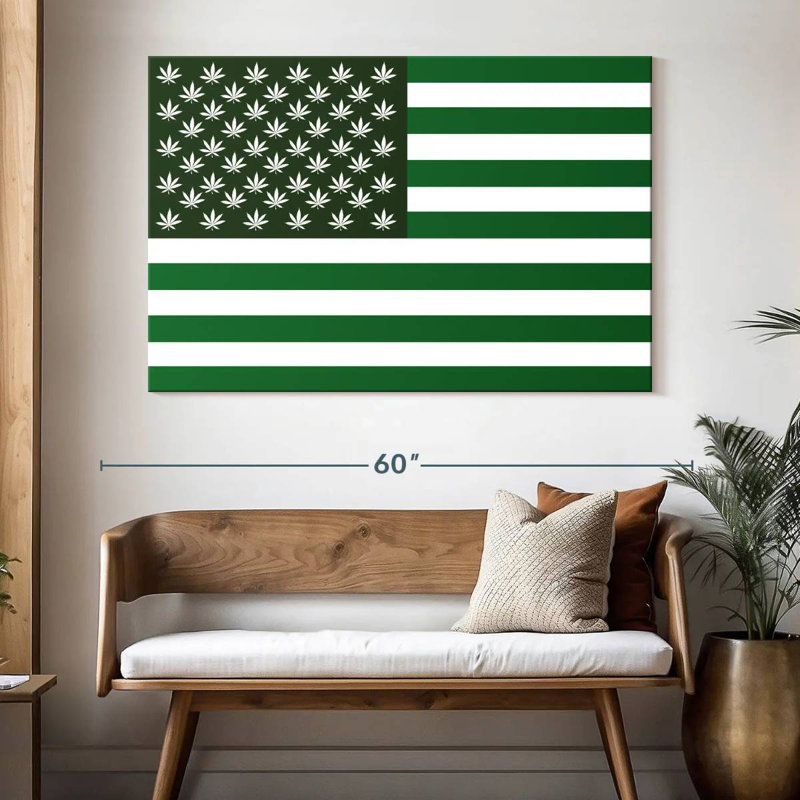 Borges Green Cannabis American Flag, 34" H x 51" W