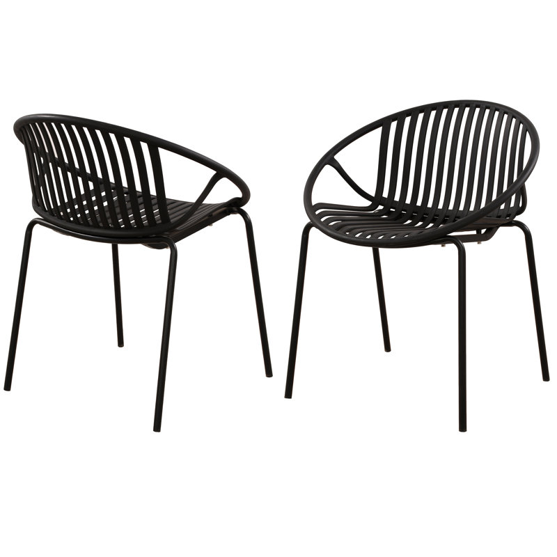 Patio Dining Chairs Stackable Chairs With Breathable Design Modern Simple Art Style (Set Of 2),Metal Legs+Plastic Backrest
