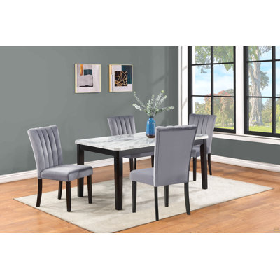 Mobilier de salle à manger 2 pièces en tissu d'ameublement en velours
