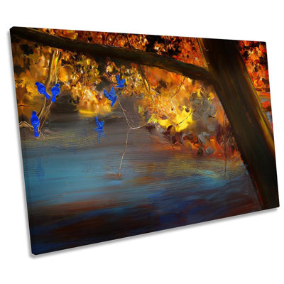 Autumn Tree Orange Birds - Wrapped Canvas Print