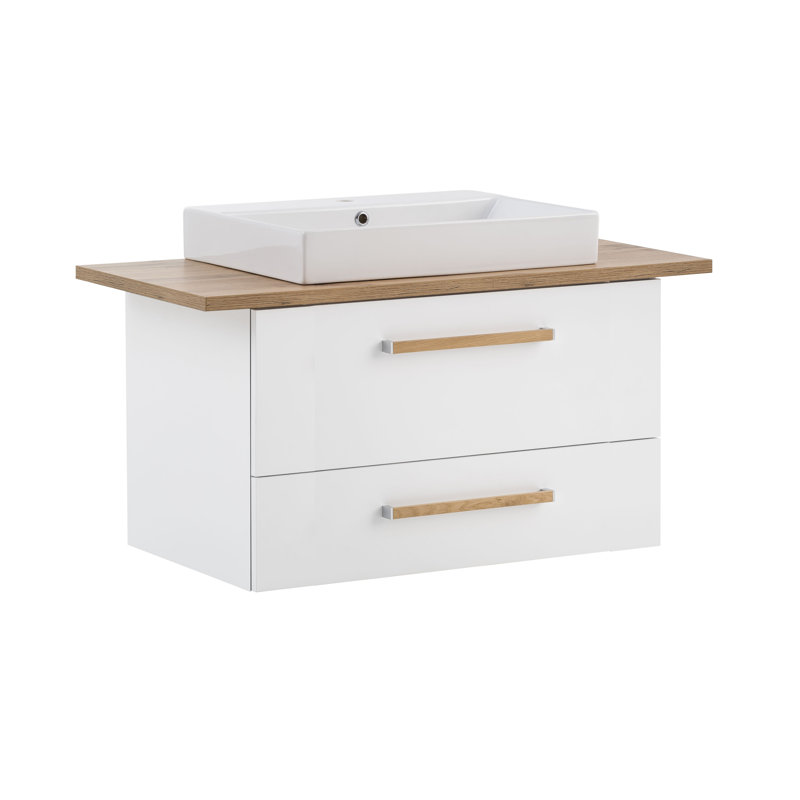 Duo 1022mm Bathroom Vanity with Integrated Ceramic Basin, White