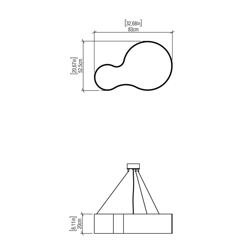 1 - Light LED Pendant, Imbuia