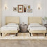 Rehnuma Twin Bed Upholstered Platform with Headboard and Strong Wooden Slats