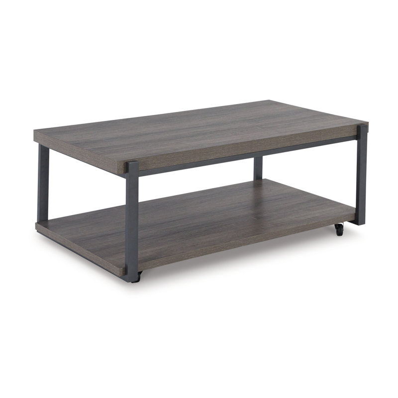 48" Black and Gray Rectangular Contemporary Coffee Table Set