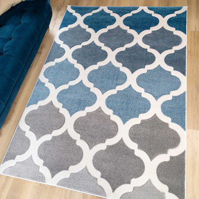 Radstock Power Loom Blue/Grey Rug