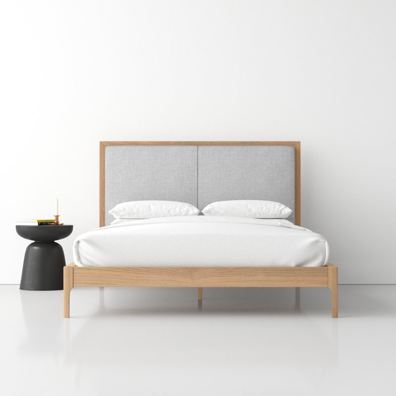 Chisa Upholstered Platform Bed, Queen, White Wash