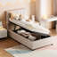 Lit de rangement hydraulique simple avec touche moderne rembourrée et structure beige
