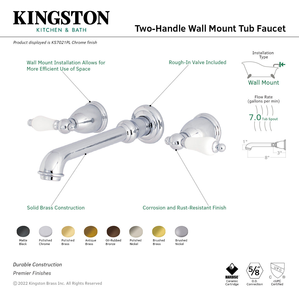 English Vintage Wall-Mounted Roman Tub Faucet, Brushed Nickel