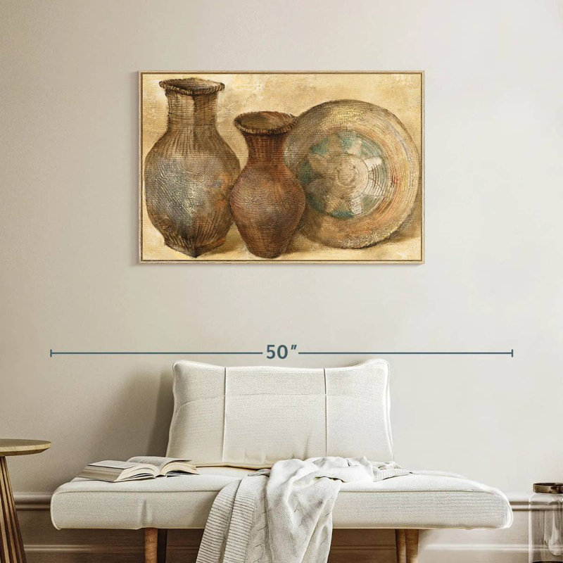 Vaisseaux tissés II, Cadre flottant en bois naturel, 37 po x 25 po