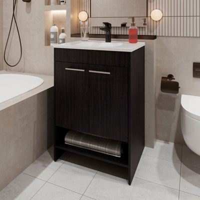 Meuble-lavabo 2 portes avec rangement ouvert