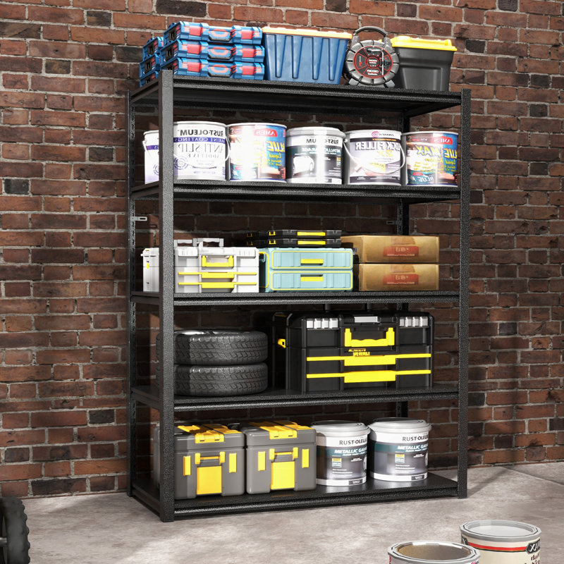 Étagère robuste en métal à 5 niveaux, capacité de 2000 lb, réglable et durable pour les solutions de rangement de garage et industrielles