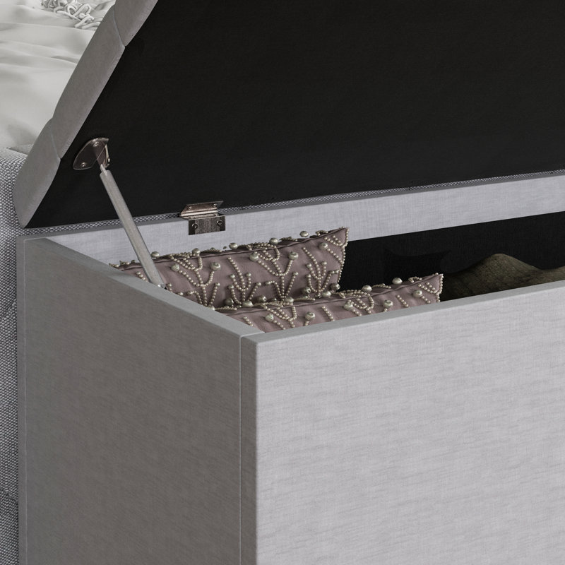 Amrin Upholstered Storage Ottoman, Toy Storage, Stool, Seat, UKFR Certified, Light Grey