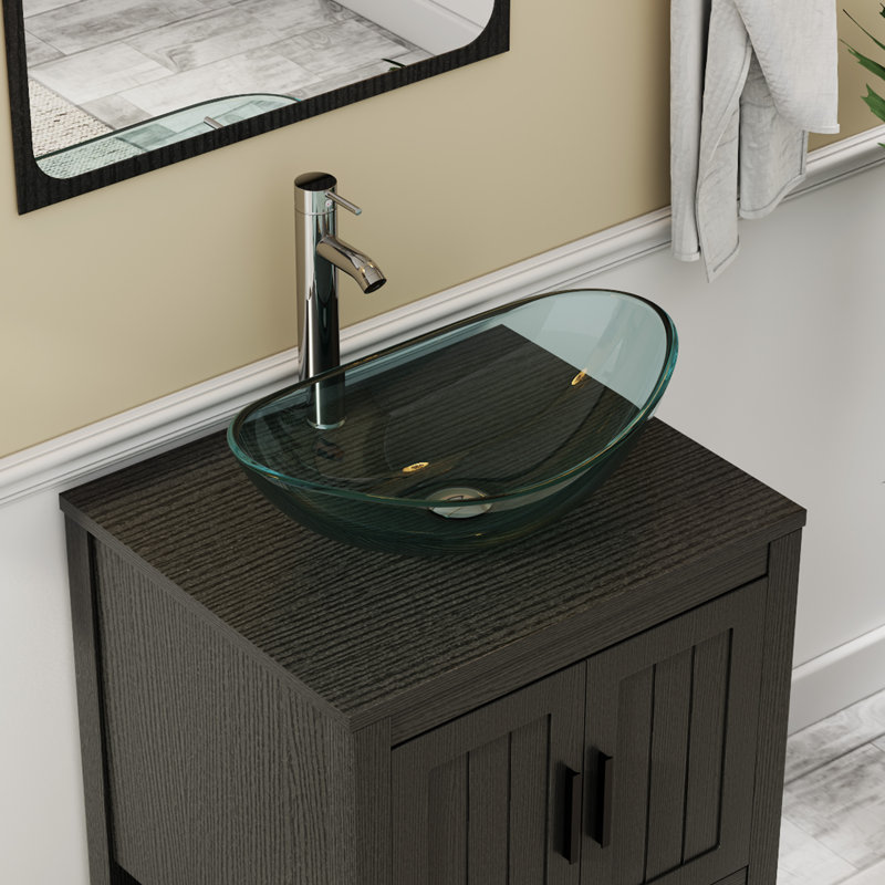 Ensemble de meuble-lavabo simple 24 po avec lavabo vasque, robinet et drain Sharee, assemblage requis, Noir