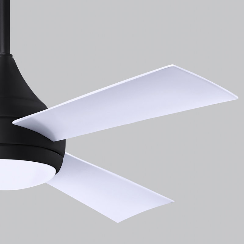 Donaire LED Outdoor Downrod Ceiling Fan, Matte Black, Gloss White