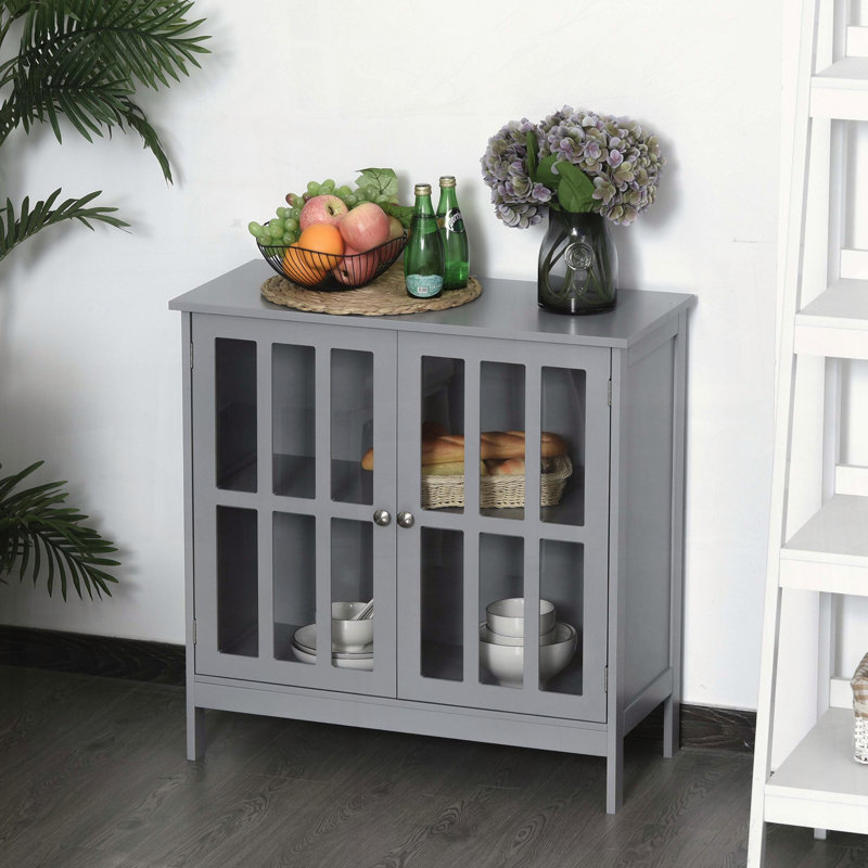 kleankin Sideboard Buffet with Transparent Acrylic-Paneled Doors