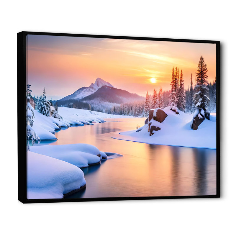 Hiver, beauté de l'Alaska IV, H 30 po x l 40 po x P 1,5 po, Cadre flottant noir