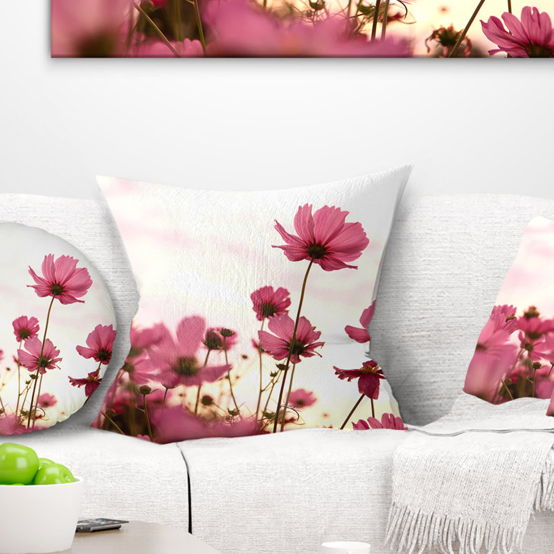 Coussin décoratif floral au coucher de fleurs cosmos floral, 16 po x 1 po, Coussin décoratif