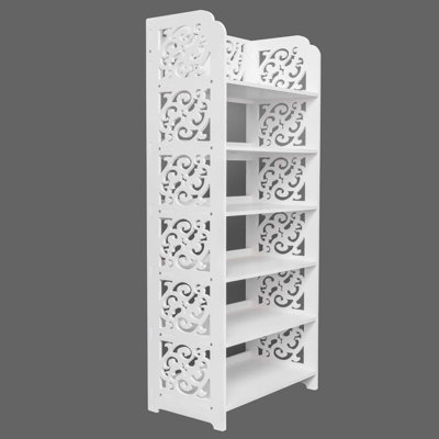 Wood-Plastic Board Six Tiers Carved Shoe Rack