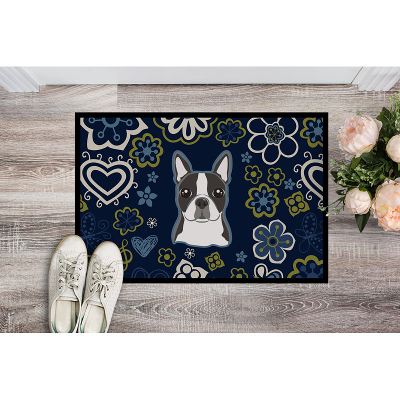 Tapis d'extérieur antidérapant Toluca, Boston-terrier, L 18 po x L 27 po