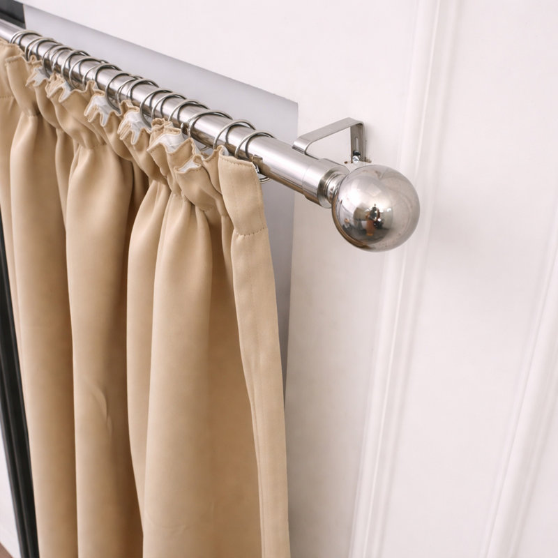 Almera Adjustable Curtain Pole/Rod Long-lasting Set for living room, bedroom, kitchen, 120cm - 210cm, Brushed Silver